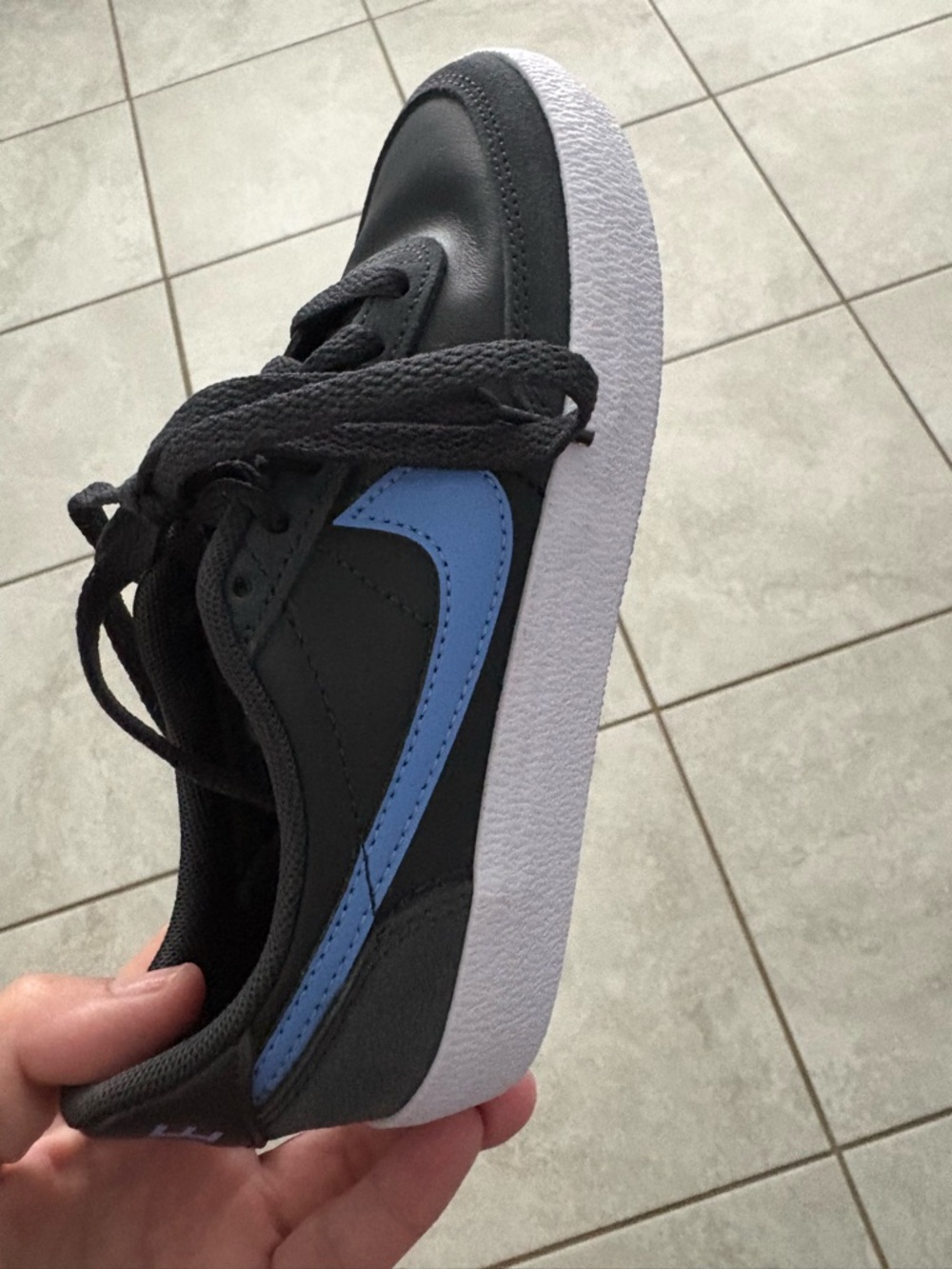 Nike Kids Black Sneakers with Light Blue Swoosh